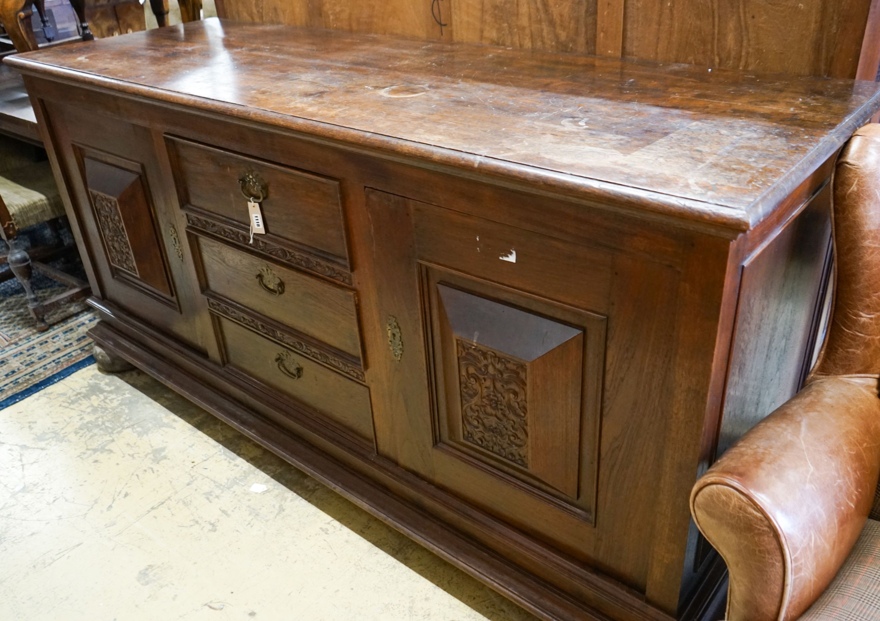 An oak sideboard, length 210cm, depth 70cm, height 103cm